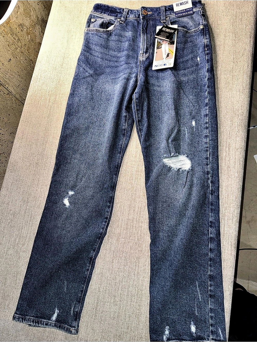 Rewash 90s Straight Jeans Super High Rise Distressed Size iNWT